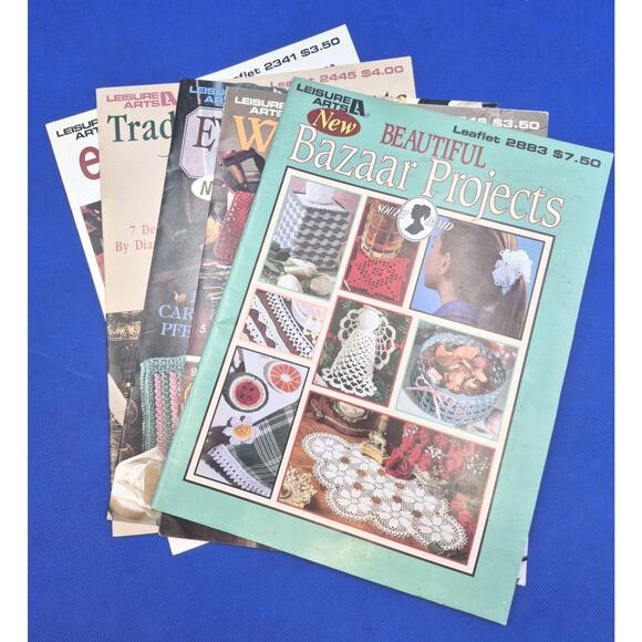 Vintage Leisure Arts Retro Home Decor Crochet Patterns 5 Booklets - Picture 1 of 11
